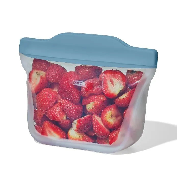 Silicone Reusable Bag  Stand-Up Snack (12 oz) - Ocean Blue