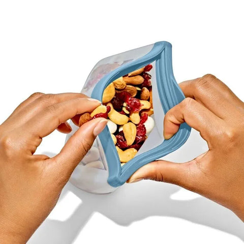 Silicone Reusable Bag  Stand-Up Snack (12 oz) - Ocean Blue