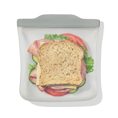 Silicone Reusable Bag  Sandwich (28 oz) - Fog