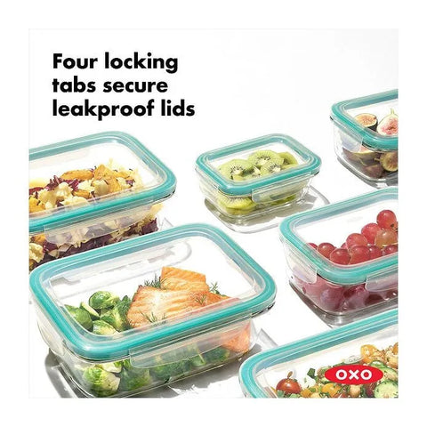 8 Piece Smart Seal Glass Round Container Set