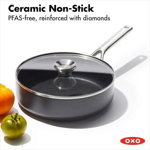 Ceramic Professional Non-Stick 3-Quart Sauté Pan with Lid