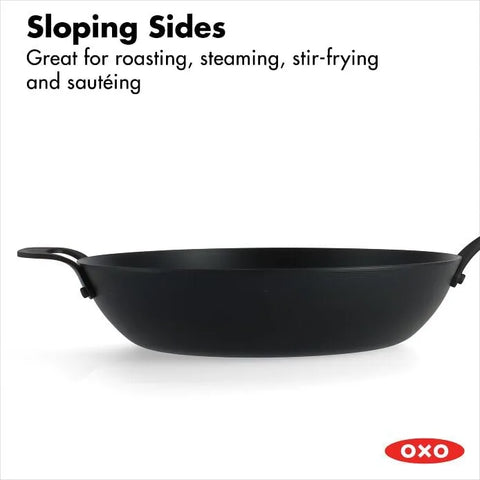 Carbon Steel Obsidian Series 12-Inch Wok with Silicone Sleeve