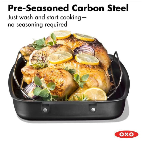 Carbon Steel Obsidian Series Roaster with Rack