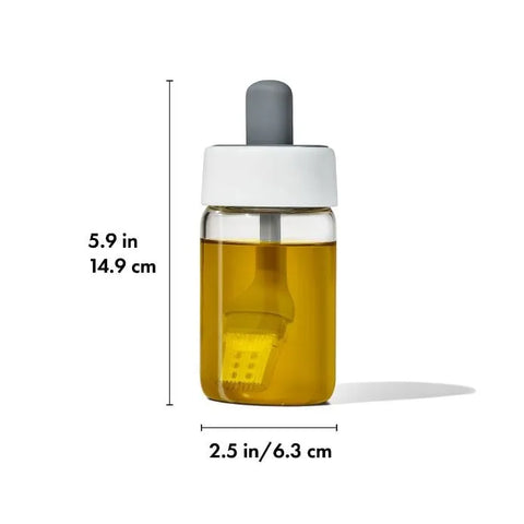 Glass Oil Bottle and Silicone Brush Set