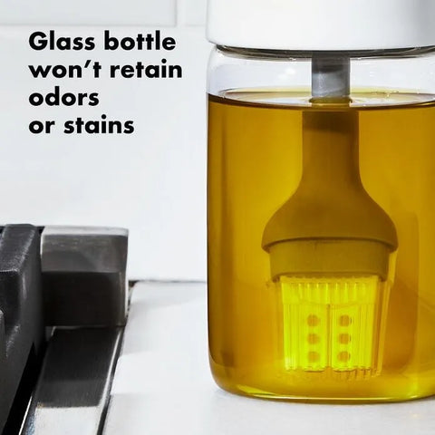Glass Oil Bottle and Silicone Brush Set