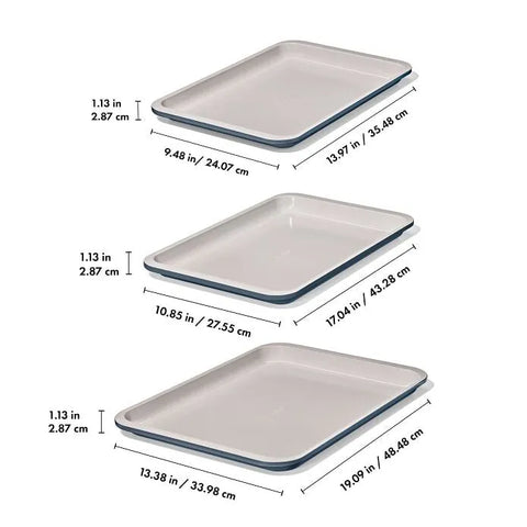 Non-Stick Pro Ceramic Coated Metal Bakeware 3Pc Set - Storm Blue