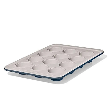 Non-Stick Pro Ceramic Coated Metal Bakeware 12 Cup Muffin Pan – Storm Blue