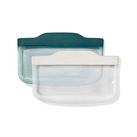 Silicone Reusable Bag -  4 Piece Lunch Set - Oat/Lagoon