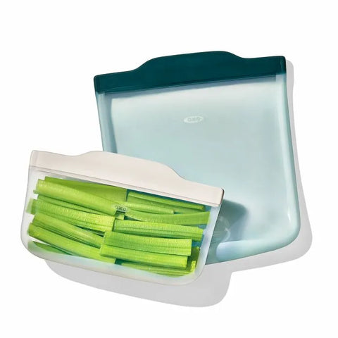 Silicone Reusable Bag -  4 Piece Lunch Set - Oat/Lagoon