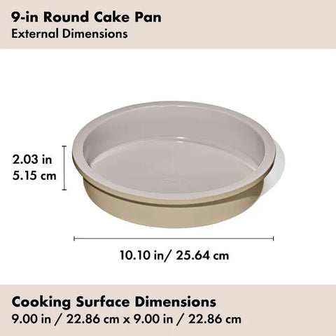 Non-Stick Pro Ceramic Coated Metal Bakeware 9" Round Cake Pan - Biscuit