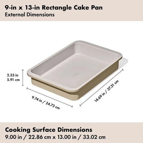 Non-Stick Pro Ceramic Coated Metal Bakeware 9" x 13" Cake Pan - Biscuit