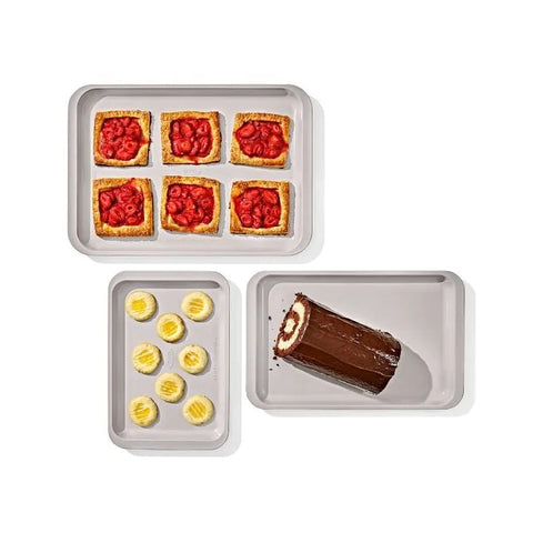 Non-Stick Pro Ceramic Coated Metal Bakeware 3Pc Set - Storm Blue