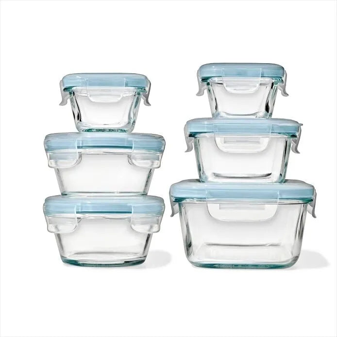 12-Piece Smart Seal Glass Container Set - Arctic Blue