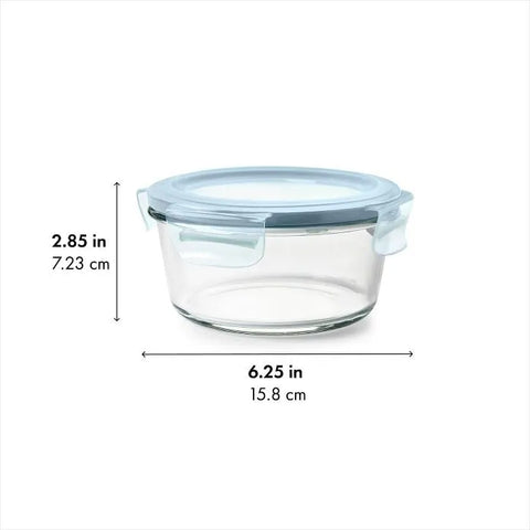 Smart Seal 2-Cup Glass Round Container - Arctic Blue
