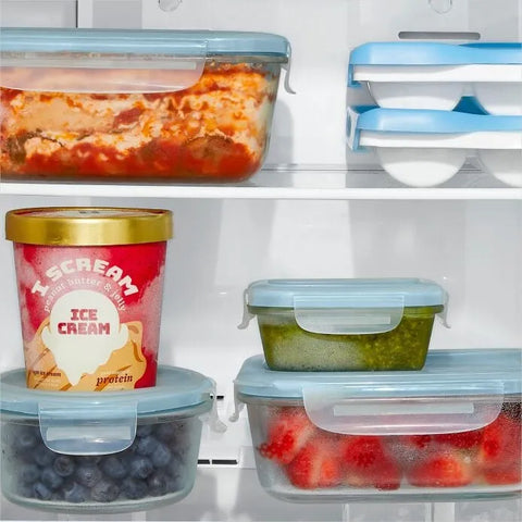 Smart Seal 7-Cup Glass Round Container - Arctic Blue