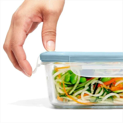 Smart Seal 8-Cup Glass Rectangle Container - Arctic Blue