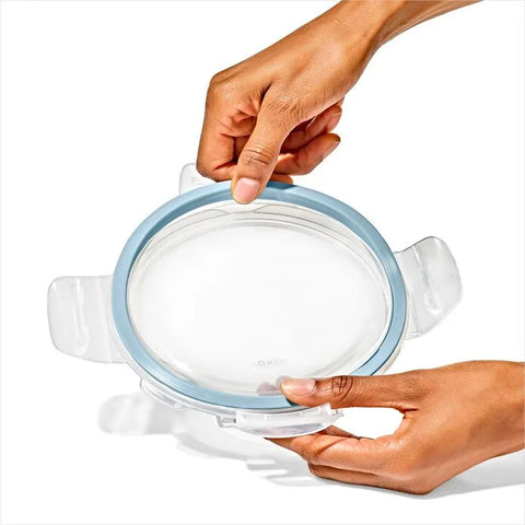 Smart Seal 2-Cup Glass Round Container - Arctic Blue
