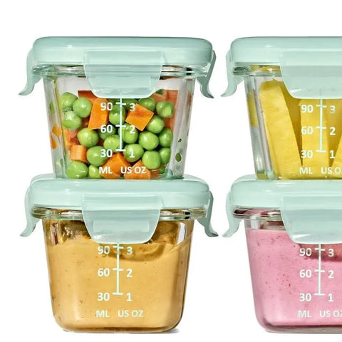 Glass Baby Blocks Food Storage Containers (4 oz) - Opal